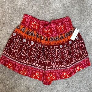 Anthropologie flutter shorts multi color small red pink orange NWT